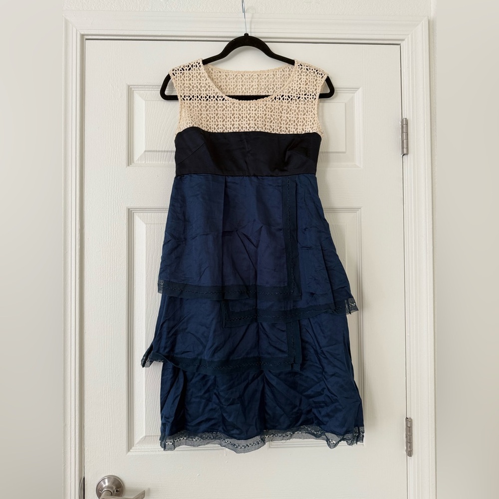 Lela Rose Silk Colorblock Dress